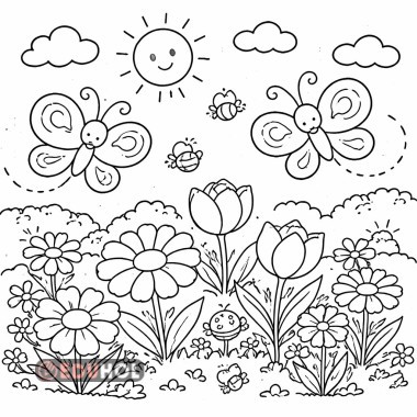 kelebek bahçesi boyama