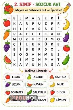sözcük avı meyve sebzeler