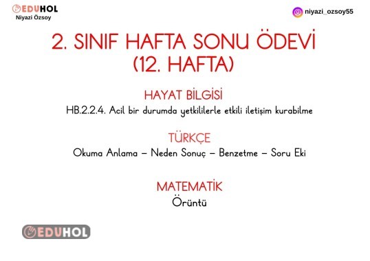 2. Sınıf Hafta Sonu Öfevi (12. Hafta)