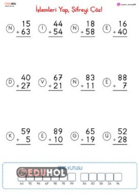 ELDELİ , ELDESİZ KARIŞIK ŞİFRELİ TOPLAMA İŞLEMİ