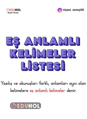 EŞ ANLAMLI KELİME LİSTESİ ( GÖRSELLİ )