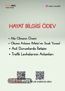 Hafta Sonu Hayat Bilgisi Ödevi