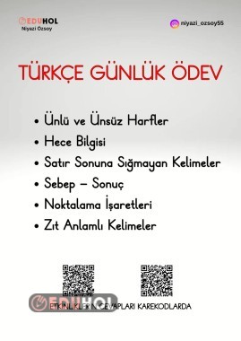 Hafta Sonu Türkçe Ödevi