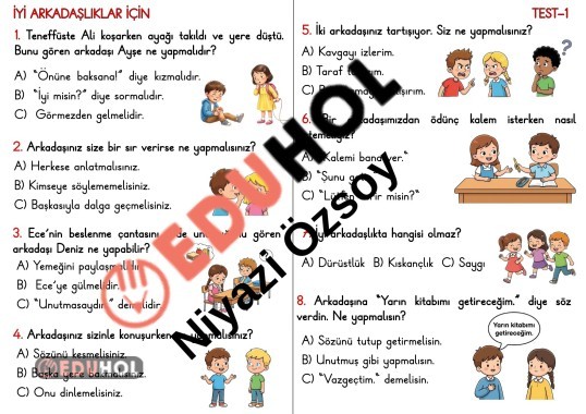 HAYAT BİLGİSİ TEST - 1