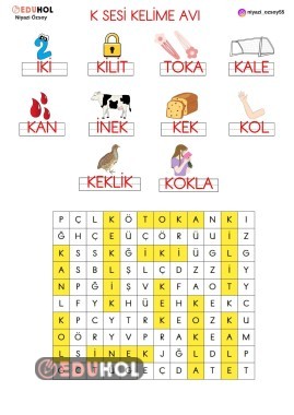 K SESİ KELİME AVI ( GÖRSEL DİKTELİ)