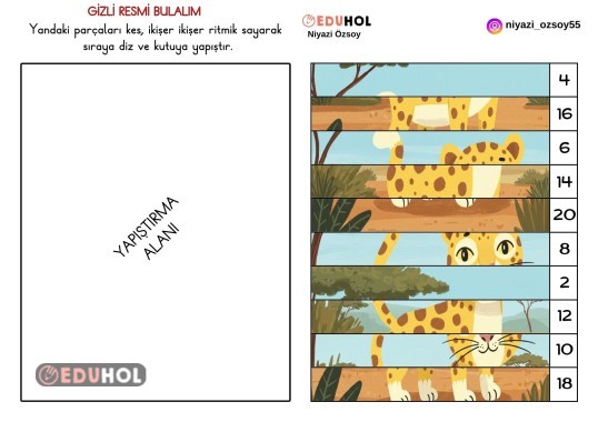 RİTMİK SAYMA KES-YAPIŞTIR ETKİNLİĞİ ( İKİŞER SAYMA)