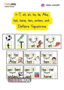 t-T, at, et, ta, te, Ata, tat, tane, ten, anten, ant  Deftere Yapıştırma