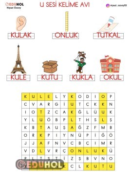U SESİ KELİME AVI ( GÖRSEL DİKTELİ )