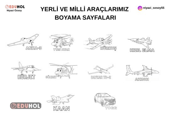 YERLİ VE MİLLİ ARAÇLARIMIZ BOYAMA SAYFALARI