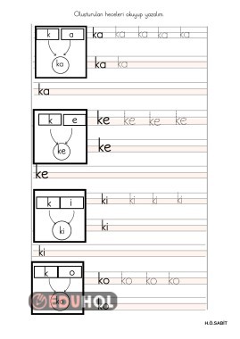 ka ke ki ko hecelerini okuma yazma
