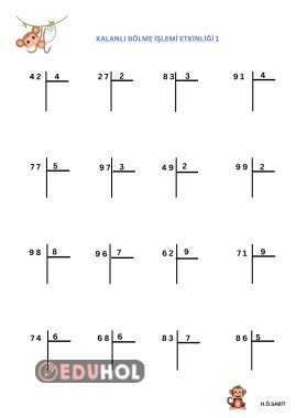 KALANLI BÖLME İŞLEMİ ETKİNLİĞİ 1