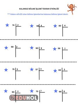 KALANSIZ BÖLME İŞLEMİ TEKRAR ETKİNLİĞİ