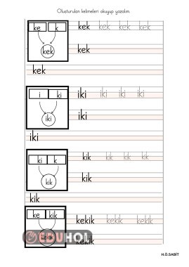 kek iki kik kekik kelimelerini okuma yazma