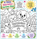 HAYVANLAR GÜNÜ SLOGANLI BOYAMA SAYFASI