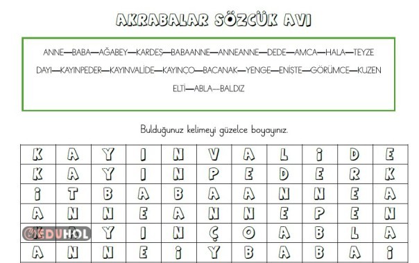 Akrabalar Sözcük Avı