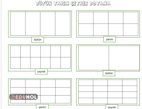 Bütün-Yarım-Çeyrek Boyama Etkinliği