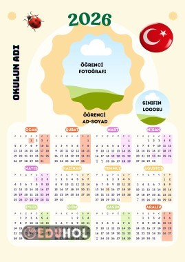 Öğrenci fotoğraflı takvim şablonu
