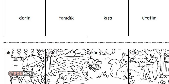 Orman Haftası görselli zıt anlamlı kelimeler yapbozu