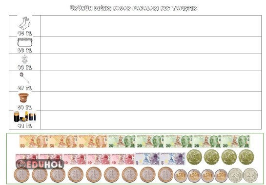 Paralar kes yapıştır etkinliği