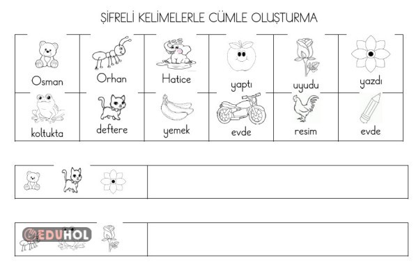 Şifreli görsellerle cümle oluşturma