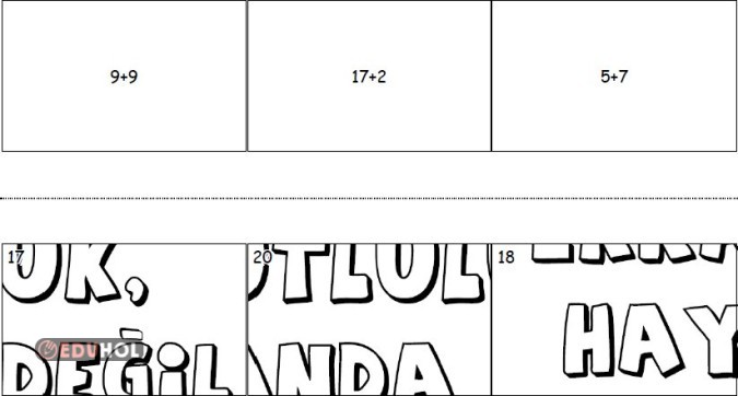Toplama işlemi yapbozu (Yeşilay özlü söz)