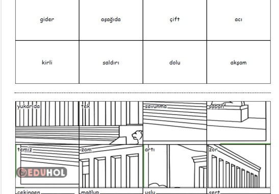 Zıt anlamlı kelimelerle Anıtkabir yapbozu