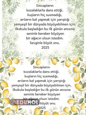 Okulun ilk günü için fidan hediye etmek isteyenlere not