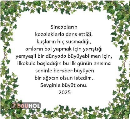 Okulun ilk günü için fidan hediye etmek isteyenlere not