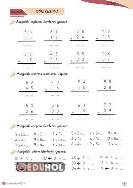 DÖRT İŞLEM PEKİŞTİRME ÇALIŞMALARI