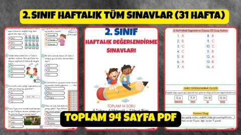 2. SINIF HAFTALIK TÜM SINAVLAR TEK PDF (94 SAYFA)