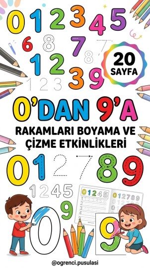 RAKAM BOYAMA VE ÇİZME ETKİNLİĞİ (20 SAYFA)
