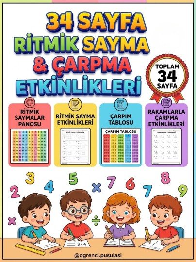 34 SAYFA RİTMİK SAYMA & ÇARPMA ETKİNLİKLERİ