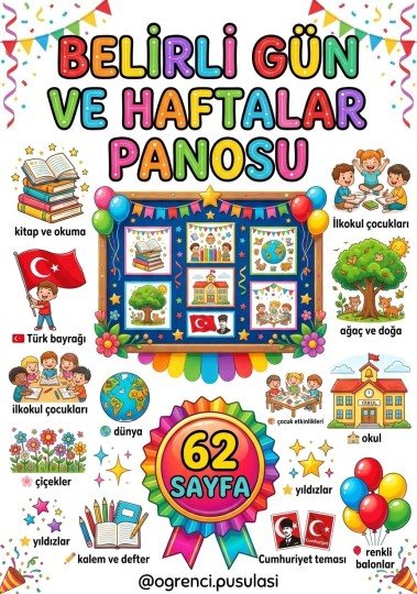 62 SAYFA BELİRLİ GÜN VE HAFTA PANOLARI