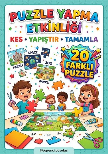 KES-YAPIŞTIR PUZZLE ETKİNLİĞİ (20 PUZZLE)